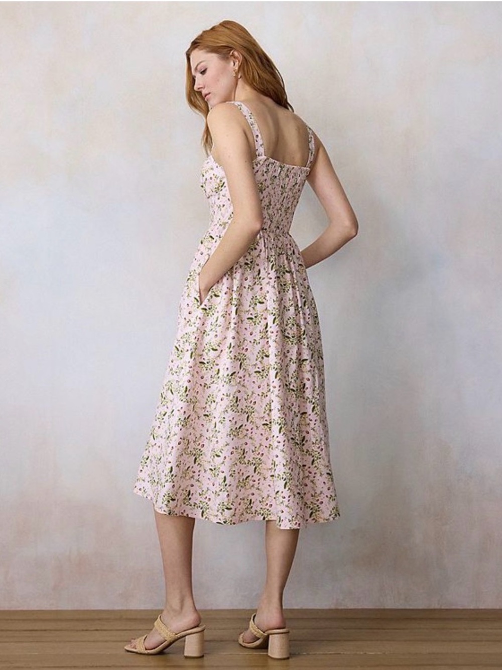 Lauren Conrad Pink Floral Square-Neck Midi Dress - Picture 3 of 7